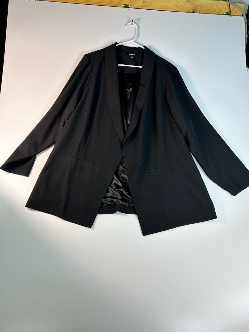 Torrid Black Open-Front Shawl Collar Blazer